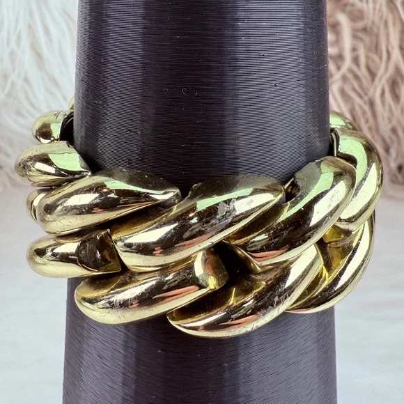 Vintage 80s weighted goldtone wideband bracelet - Picture 3 of 12